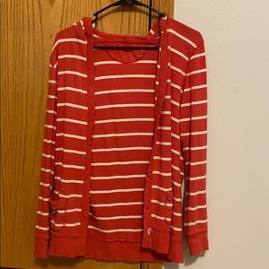 Orange and white striped cardigan